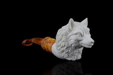 Bloc tête de loup pipe écume de mer fait main pipe à tabac avec étui