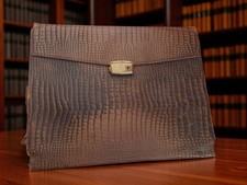 Porte-documents vintage cuir reptile Ancienne rétro accessoire bureau ancien