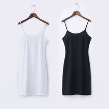 Femme Mousseline Spaghetti sous-Jupe Complet Caraco Jupon Sous À Robe Gilet Long