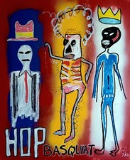 SPACO signed HOP JMBASQUIAT  tableau POP street ART graffiti paint canvas FR USA