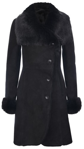 Femmes chaud daim noir - daim, merino