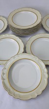 11 Assiettes CHARLES FIELD HAVILAND Porcelaine de LIMOGES Chantournées Ivoire Or
