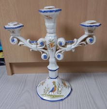 Chandelier Ancien Faïence Style Moustiers 3 Feux Effet Vieilli Oiseaux