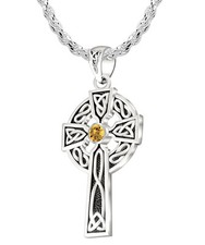 1.5in 925 Argent Sterling Irlandais Noeud Celtique Naissance Citrine Collier