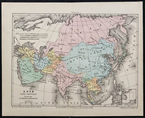 1874 carte ancienne - -, de