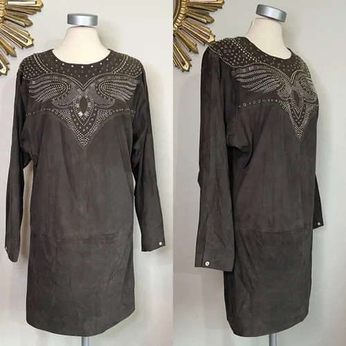 Leather studded mini dress - studded,