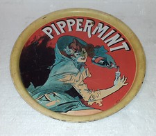 PLATEAU BAR EN TÔLE DECOR DE J. CHERET POUR PIPPERMINT. AVEC BOUTEILLE DE GET 21