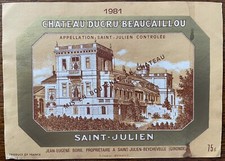 Étiquette Château Ducru Beaucaillou 1981 - 75 cl
