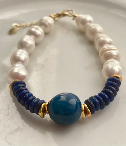 Bracelet lapis lazuli bleu - lapis-lazuli, en