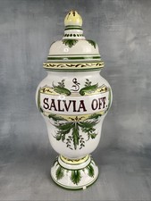 Pot à pharmacie apothicaire SALVIA OFF.  (sauge officinale) en faience Sylvena