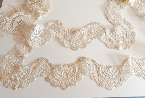 Dentelle ancienne beige - , galon