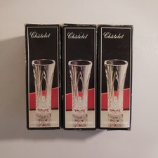 3 vases cristal d’ARQUES CHÂTELET Art Déco blanc transparent Design France N3126