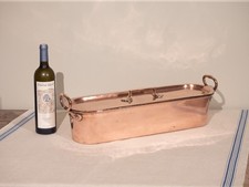 55cm poissonnière en cuivre copper fish kettle (scrollwork handles - Lasnier?)