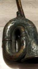 ancien bugle trompe klaxon double enroulement laiton voiture, moto velo LUCAS 38