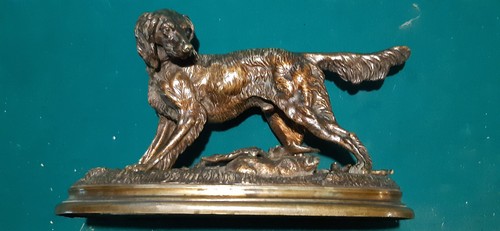 Bronze 19é chien arrêt - bronze,
