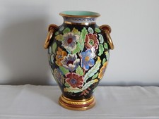 ANCIEN Grand VASE en Céramique Monaco Cérart à Décor Floral