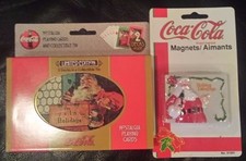CHRISTMAS COCA-COLA NOSTALGIAPLAYING CARD 2 DECKS PLUS SANTA MAGNET MIB