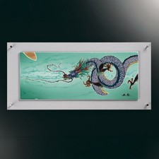Art Mural En Céramique Kutani "Dragon Des Nuages" Par Yamanaka Kunimori Japon