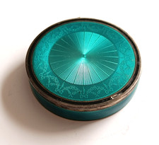 Boîte ronde argent émaillée France guilloché émail Antique Silver Enamel Box