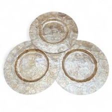 Lot de 3 assiettes plateaux nacre de capiz coquillage vintage Murval Paris 