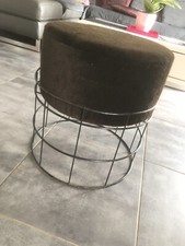 Tabouret pouf design noir armature métal
