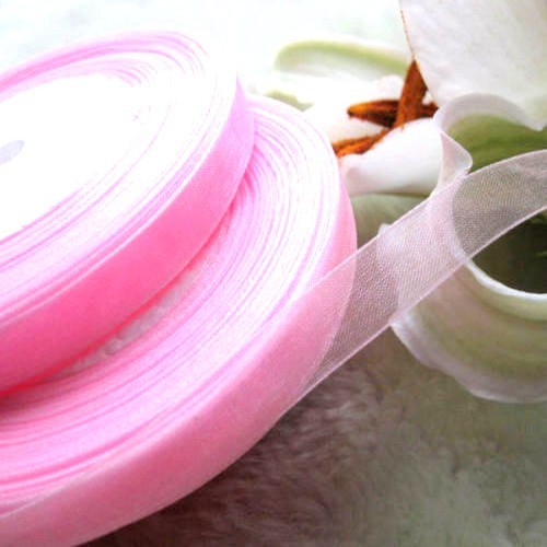 Ruban organza rose x 20 - mm,