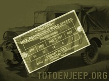 plate plaque plaquette LAITON DODGE CAUTION 3/4 T WC .. jeep willys ww2