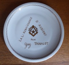 Assiette maçonnique en porcelaine de Limoges, inscription et symboles, parfaite