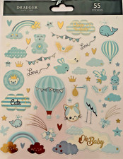 Stickers Baby shower garçon naissance bébé  planche 20 cm x 15,5 cm autocollants