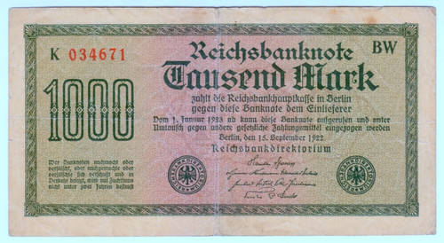 1922 allemagne 1000 mark - 1922,