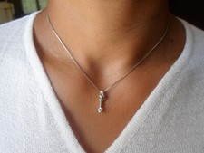 collier, chaîne, pendentif en argent massif, zirconium