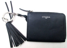 LE TANNEUR  porte-monnaie/CB/clé cuir bleu  Authentique vintage  9x10 cm