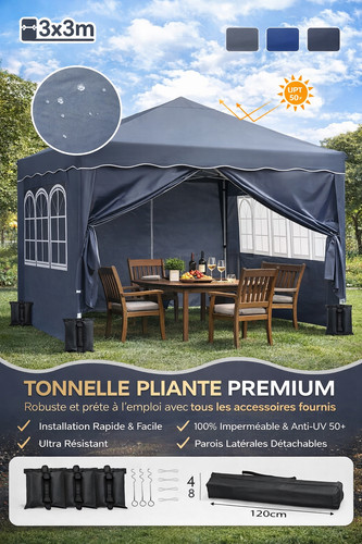 Tonnelle jardin 3x3m - jardin, –