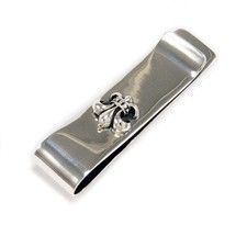 14K or Blanc Sur Fleur de Lis Argent Pince Gothique / Rockabilly / Biker