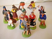 lot de 10 santons creche CARBONEL 7 cm Noel Eglise terre cuite provence sapin