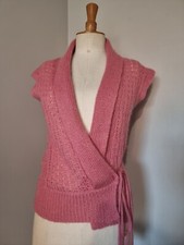 ESPRIT : CACHE COEUR MANCHES COURTES ROSE AVEC LAINE ET KID MOHAIR 