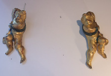 Gold angel figurines Antique baroque Giltwood angels statues PAIR Gold decor