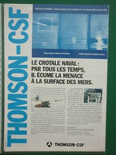 10/86 PUB THOMSON-CSF ELECTRONIQUE CROTALE NAVAL ANTIMISSILE MARINE NAVY AD
