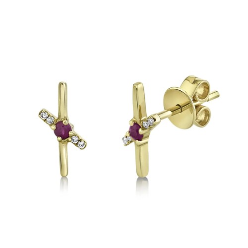 Rubis diamant boucles - rubis,