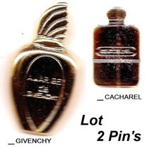 Parfum_ Doré 3 D_ AMARIGE de GIVENCHY + CACHAREL _Lot 2 Pin's-