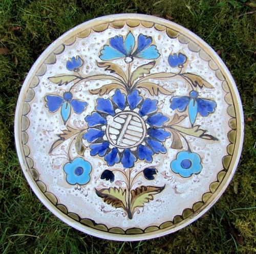 Plat décor fleurs - plat, bleues