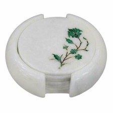 Marbre Coaster Set Main Pierre Incrustation Pireta Dura D Cadeau