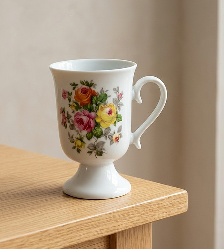 Ancien mug sur pied porcelaine - ancien,