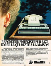 PUBLICITE ADVERTISING 035  1982  FRANCE TELECOM  répondeur enregistreur E.G.T