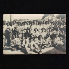 Cpa Carte Photo / Groupe de soldats en bourgeron de travail / à identifier