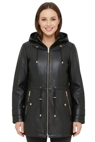 Parka cuir noir pour - en,