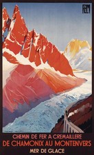 Affiche ancienne chemin de fer Montenvers Chamonix (37 x 60 cm)