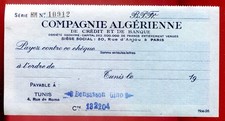 ancien chèque Bancaire banque
