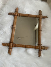 Ancien Miroir Mural Au Mercure Cadre Bois Bambou 