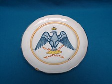 WALY ASSIETTE FAIENCE XIX° DÉCOR A L'AIGLE COURONNÉ SUR BÂTON DE FOUDRE